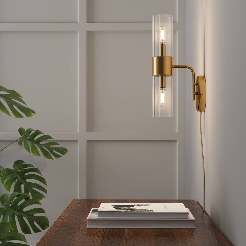 Ribbed Glass Sconce Lamp Brass  - Threshold&#8482;, 4 of 15