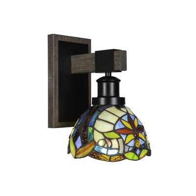 Toltec Lighting Tacoma 1 - Light Sconce in  Black/Painted Wood with 7" Earth Star Art Glass Shade