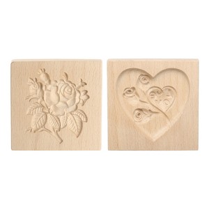 Unique Bargains Wooden 3D Carved Smooth Vintage Baking Cookie Biscuit Mould 2 Pcs - 1 of 4