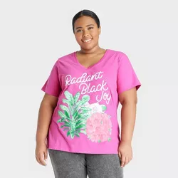 Black History Month Women's Plus Size Radiant Short Sleeve V-Neck T-Shirt - Pink 4X
