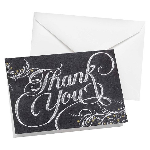 50ct Thank You Cards with Foil Border Gray