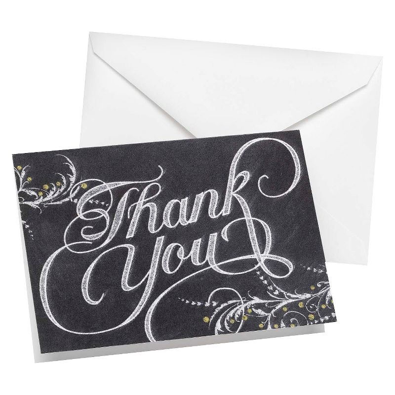 50ct Chalkboard Thank You Card Pack, 1 of 2
