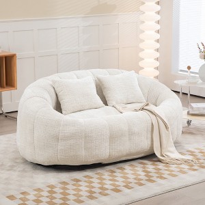 MOONMISS Giant Bean Bag Chair Couch, 57''W Oversized Bean Bag Sofa with Foam Filler, Lazy Loveseat Chair with 2 Pillows for Living Room - 1 of 4