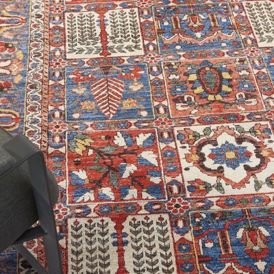 Red and Blue Persian Style Non-Slip 5' x 7' Rug