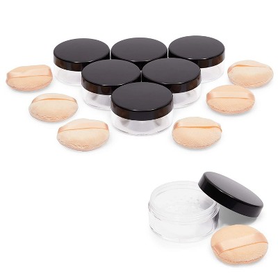 Glamlily 12 Pieces Empty Loose Powder Container and Puff Set, Sifter Included (50 ml)