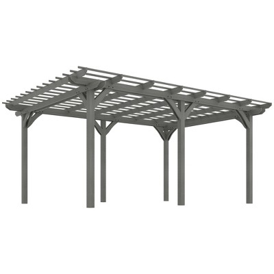 Outsunny Wooden Pergola Grape Trellis, Outdoor Gazebo for Garden, Patio, Backyard, Deck, Gray