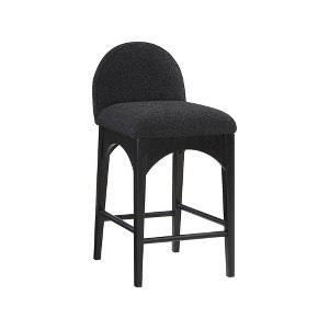 Meridian Furniture,Waldorf Black Boucle Fabric Stool - 1 of 4