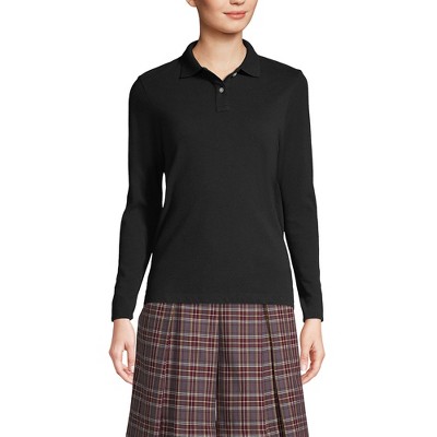 Lands' End School Uniform Women's Long Sleeve Feminine Fit Mesh Polo Shirt
