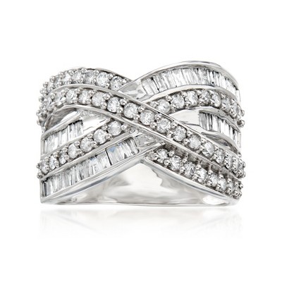 Ross-Simons 1.25 ct. t.w. Baguette and Round Diamond Highway Ring in Sterling Silver