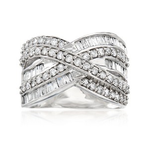Ross-Simons 1.25 ct. t.w. Baguette and Round Diamond Highway Ring in Sterling Silver - 1 of 4