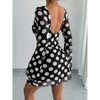 Women's Polka Dot Backless Mesh Long Sleeve Mini Dress, Sheer Party Dress for Night Out & Special Occasions - 3 of 4