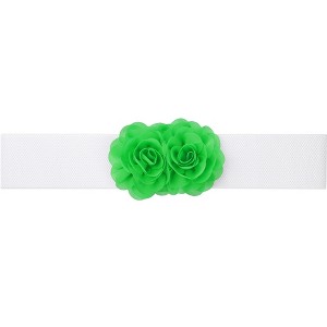 INSPIRE CHIC Women's Large Chiffon Rose Double-Flower Elastic Stretch Wide Corset Waist Belt 1 Pc - 1 of 4