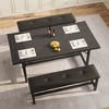 Garvee Extendable Dining Table Set for 4-6, Large Rectangle Table with 2 Upholstered Benches, Extendable Kitchen Table Set for Apartment, Small Space - 2 of 4