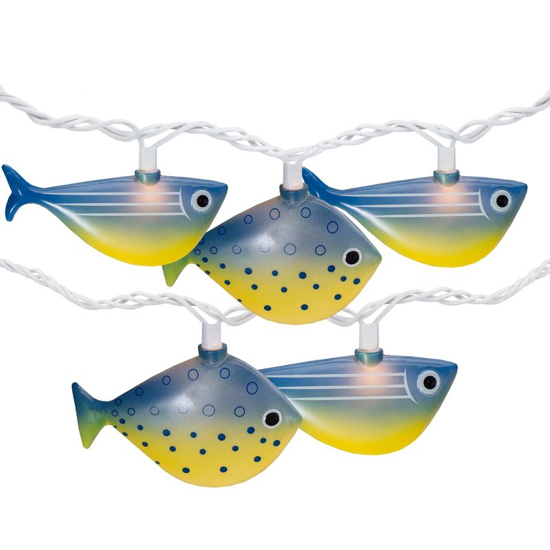 Northlight 10 Blue and Yellow Fish Mini Summer Patio String Lights – 8.5 ft Green Wire, 1 of 6
