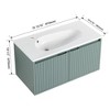36" Modern Bathroom Vanity with Drop-Shaped Resin Sink, Floating Vanity Basin Combo Wall-Mounted Storage Cabinet Green One Size - 4 of 4