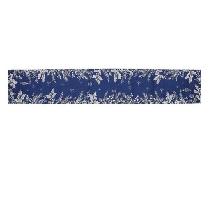 Unique Bargains Christmas Table Runner Branch Border Linen 72"x13" 1 Pc - 1 of 4
