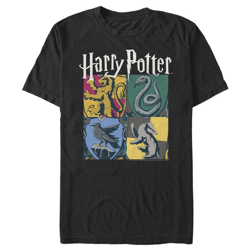 Men's Harry Potter Hogwarts Houses Vintage Collage T-Shirt, 1 of 6