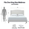 Okak King Size Bed Frame, Upholstered Wingback, Premium Cream White Chenille for Bedroom, Minimalist Designs - 3 of 4