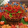 Attop RD+PU+OR+WH+BL 6 Bundles UV-Resistant Artificial Fall Flowers for Outdoor Decor - Orange & Yellow Faux Mums & Eucalyptus Plants - 2 of 4