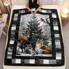 Lomsoe Flannel Throw Blanket with Winter Forest Scene, Deer & Red Cardinals, Natureinspired Decor, Nature Enthusiasts. - 2 of 4