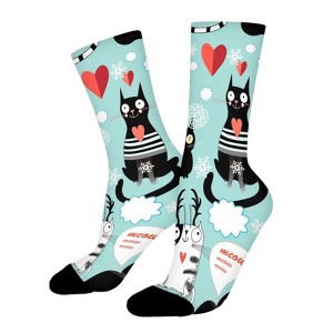 Funny Cat Women Printed Crew Socks Funny Funky Socks Soft Polyester Novelty Gifts for Artists Men - 1 of 1
