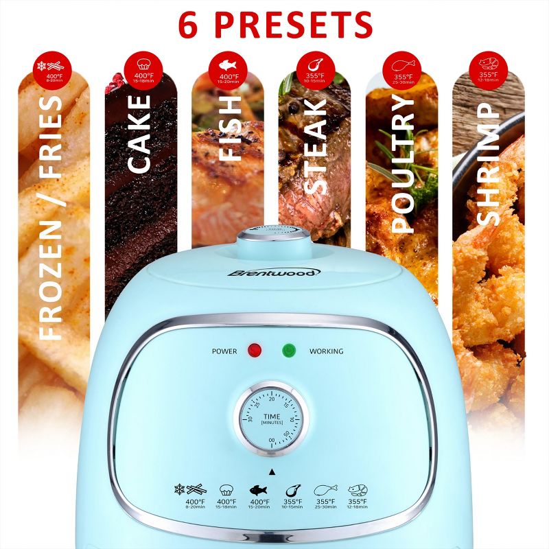 Brentwood AF-202BL 2 Quart Small Electric Air Fryer Blue with Timer and Temp Control, 5 of 8