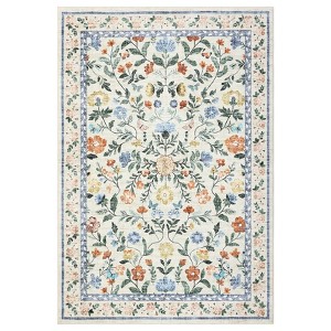 Modern Washable Living Room Rugs, Vintage Floral Non Slip Rugs, Dormitory Low Pile Stain Resistant Floor Mats - 1 of 4