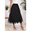 Women's 2-Layer Tulle Midi Skirt - Tiered A-Line Long Skirt with Elastic Waist for Winter Irregular Black - 3 of 4