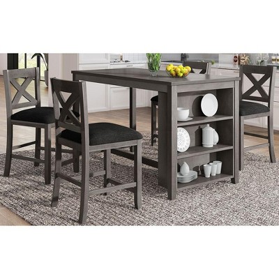 NicBex Dining Table Set for 4 Kitchen Table 5 Pieces Counter Height Rustic Farmhouse Wooden Bar Table for Dining Room