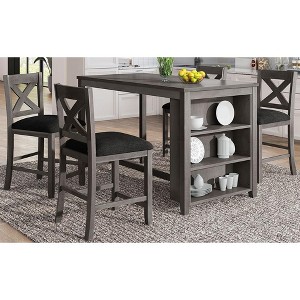 NicBex Dining Table Set for 4 Kitchen Table 5 Pieces Counter Height Rustic Farmhouse Wooden Bar Table for Dining Room - 1 of 4