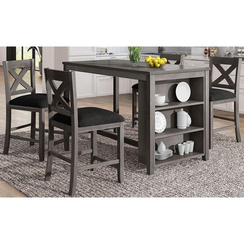 Nicbex Dining Table Set For 4 Kitchen Table 5 Pieces Counter Height Rustic Farmhouse Wooden Bar Table For Dining Room Target