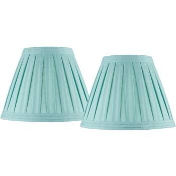 Springcrest Set of 2 Pleat Empire Lamp Shades Turquoise Blue Medium 7" Top x 14" Bottom x 11" High Spider Harp and Finial Fitting