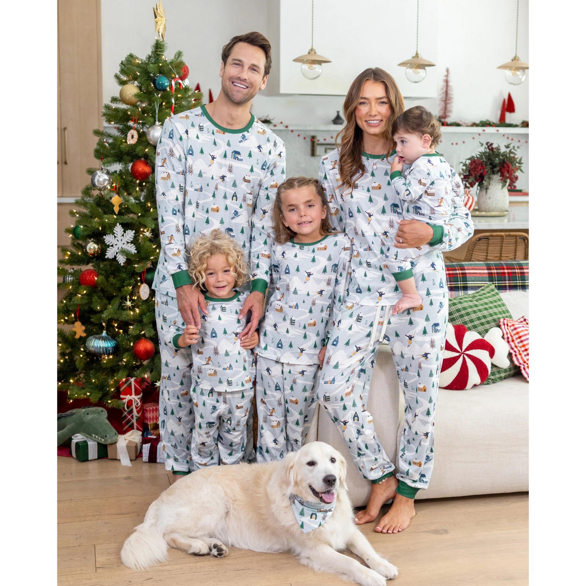PATPAT Christmas Matching Family Pajamas, Winter Village Print Long-Sleeve Sets