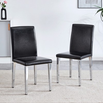 Syemin Dining Chairs 2 Piece Modern Dining Chairs, Pholstered Dining Room Chair Farmhouse Kitchen Chairs Bar Stools, Black, 16.22"*18.5"*34.65"