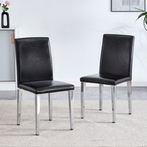 Syemin Dining Chairs 2 Piece Modern Dining Chairs, Pholstered Dining Room Chair Farmhouse Kitchen Chairs Bar Stools, Black, 16.22"*18.5"*34.65" - 1 of 4