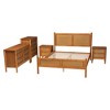 Baxton Studio Jenn Golden Brown Wood Japandi 5-Piece Queen Size Bedroom Set with Distressed-Finished Rattan - 3 of 4