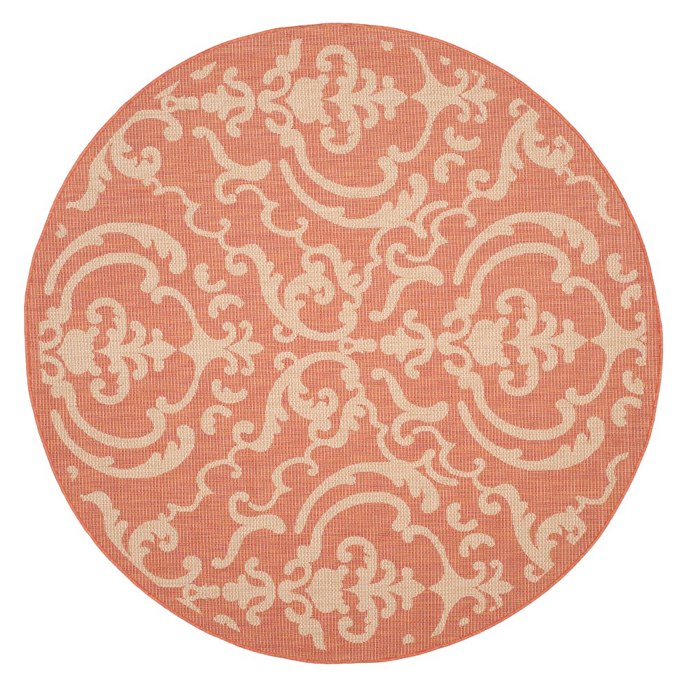 5'3in Round Hinshaw Outdoor Rug Terracotta/Natural - Safavieh