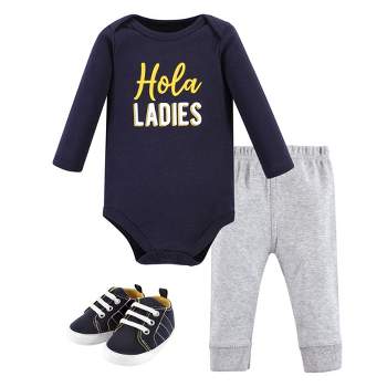 Hudson Baby Infant Boy Cotton Bodysuit, Pant and Shoe Set, Hola Ladies Long Sleeve