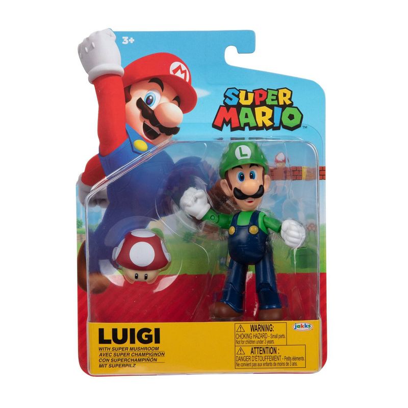 Nintendo Super Mario Luigi with Super Mushroom Action Figure, 2 of 6