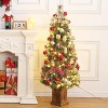 4.5 Ft Pre-Lit Artificial Holiday Christmas Tree with 200 LED Lights Holiday Tree Decoration with 4 Red Berries Clusters & Hinged Branche - 3 of 4