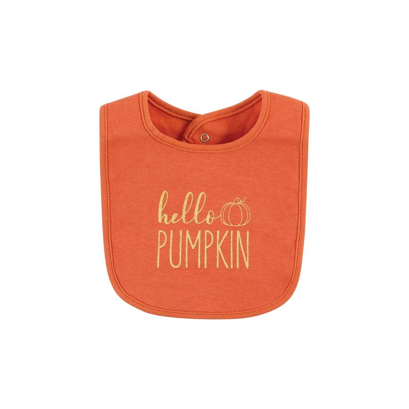 Hudson Baby Infant Girl Cotton Bib and Headband or Caps Set, Pink Cutest Pumpkin, One Size, 5 of 6