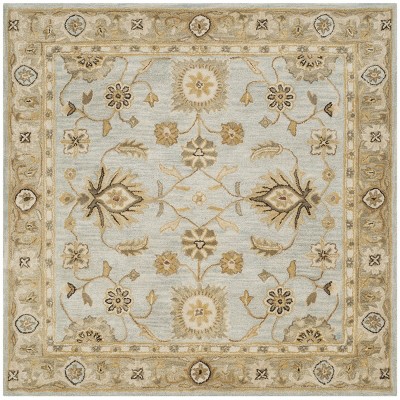 Elysian Light Blue & Beige Hand-Tufted Wool 6' Square Rug