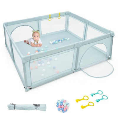 Image of Baby Playpen for Toddler Large Play Yard Indoor & Outdoor Kids Activity Center with Ocean Balls Blue