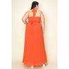 Slickblue Plus Size Maxi Dress, Chiffon Pleated Cut Out Chest, Gold Trim Belted, Formal Style, Purple/Rust, 1XL-3XL - 4 of 4