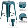 Emma and Oliver Commercial Grade 4 Pack 24" High Backless Distressed Metal Indoor-Outdoor Counter Height Stool - 3 of 4