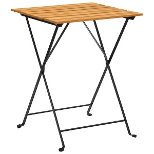 vidaXL Bistro Table Brown, Black Solid Acacia Wood, Steel Medium - 1 of 4