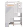 PAGED Twin Size Loft Bed Wooden Bed Frame with 2 Drawers, 2 Shelves, Wardrobes and Storage Stairs for Bedroom - 3 of 4