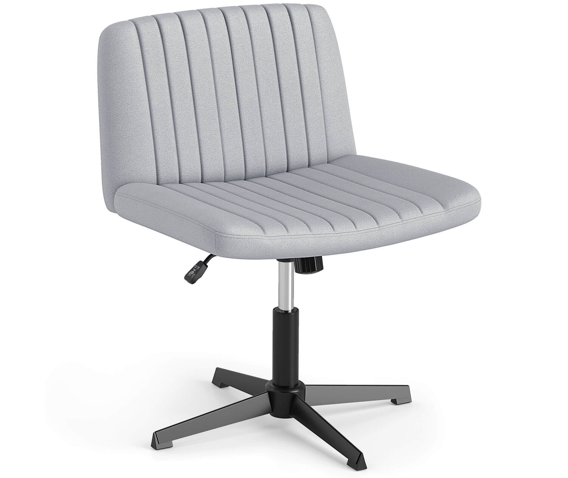 Costway Criss Cross Chair No Wheels with Soft-Padded Wide Seat Adjustable Height Modern Gray