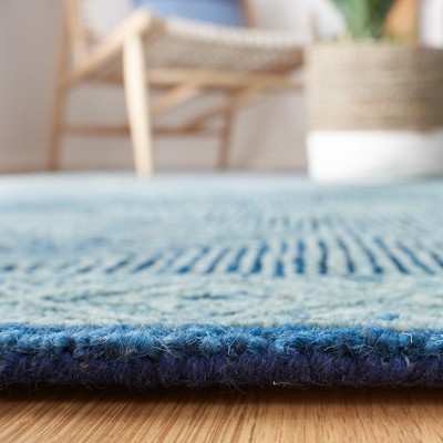 Handmade Blue Wool Tufted Rectangular Area Rug 5' x 8'