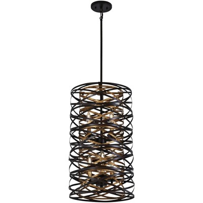 Minka Lavery Dark Bronze Mosaic Gold Chandelier 14" Wide Modern 6-Light Fixture for Dining Room House Foyer Kitchen Entryway Home